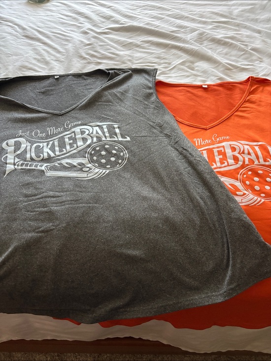 Tops - Two Pickleball Graphic Tee - Gray & Orange
